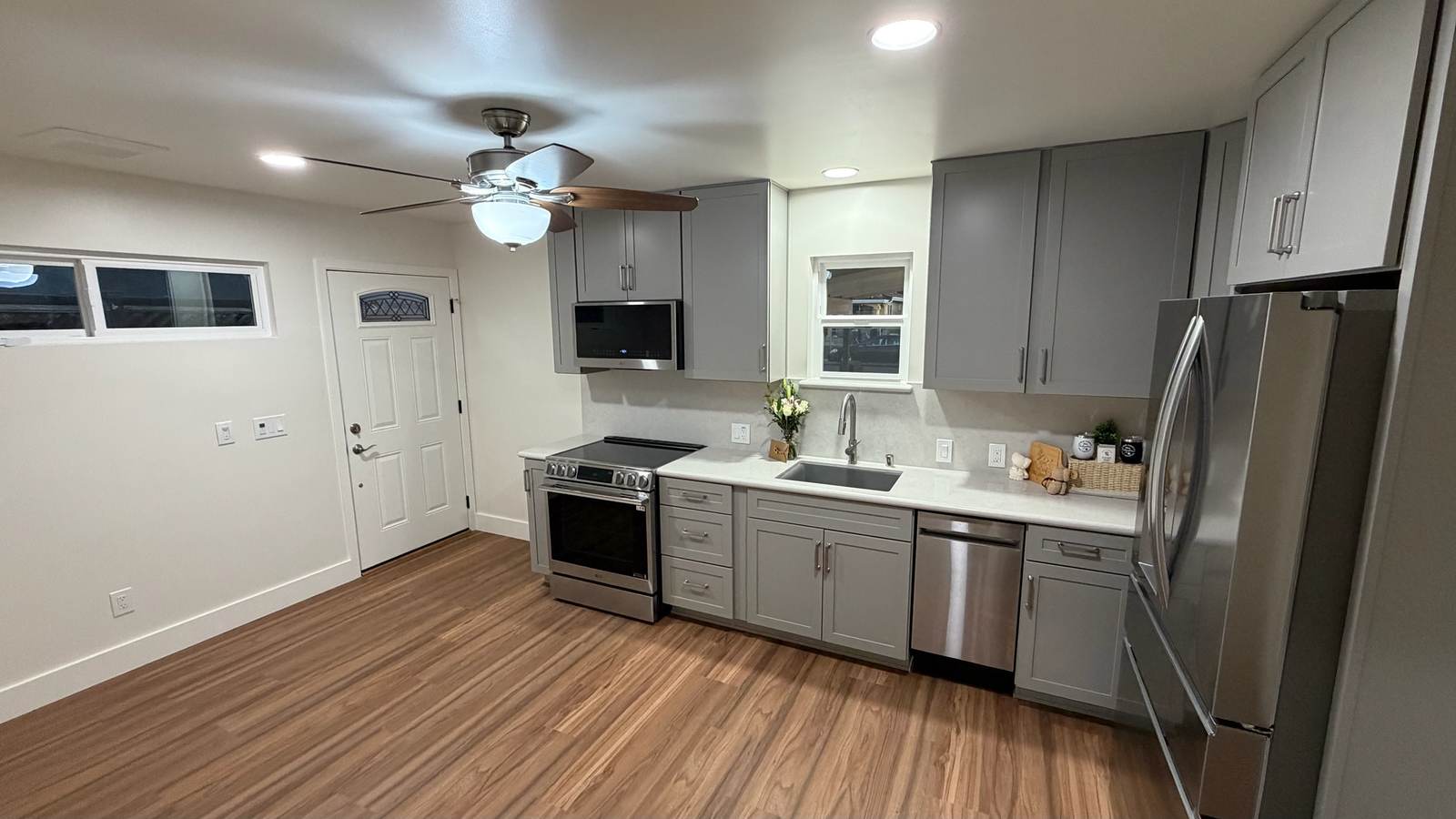 Completed kitchen remodel with new cabinetry and appliances in San Jose